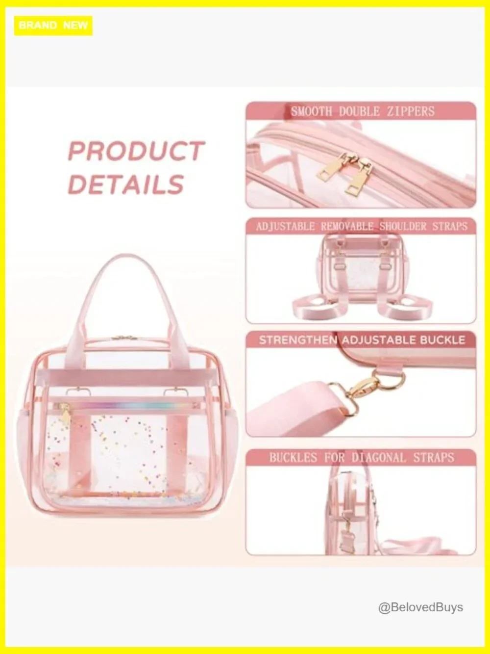 Clear Travel Tote Backpack Stadium Approved Crossbody Messenger Shoulder Handbag